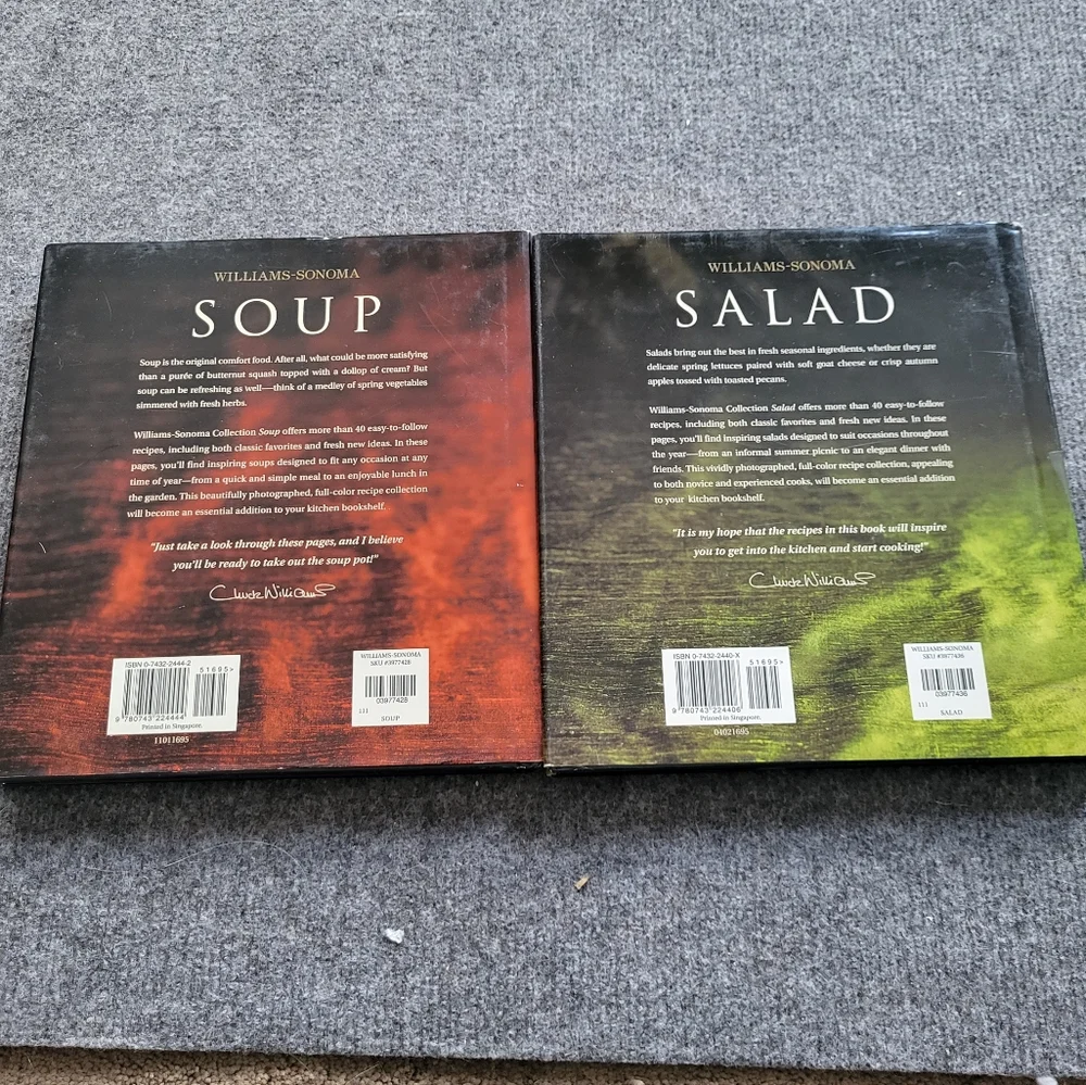 Williams Sonoma Soup & Salad Cookbook Duo - Brown and Green Covers